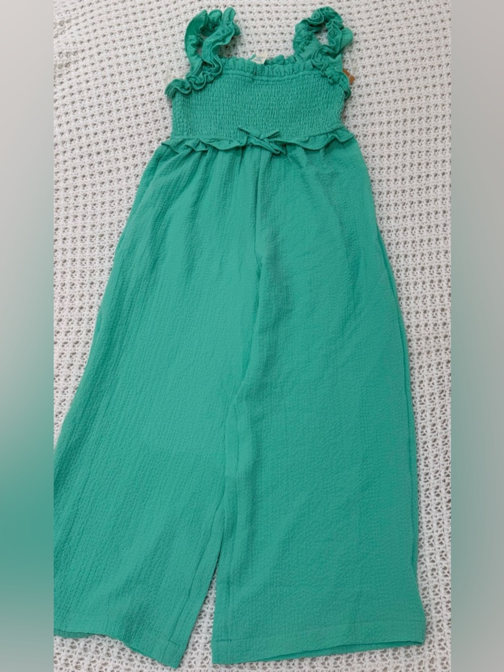 Thereabouts Girls Square Neck Sleeveless Jumpsuit in vapor mint size S.